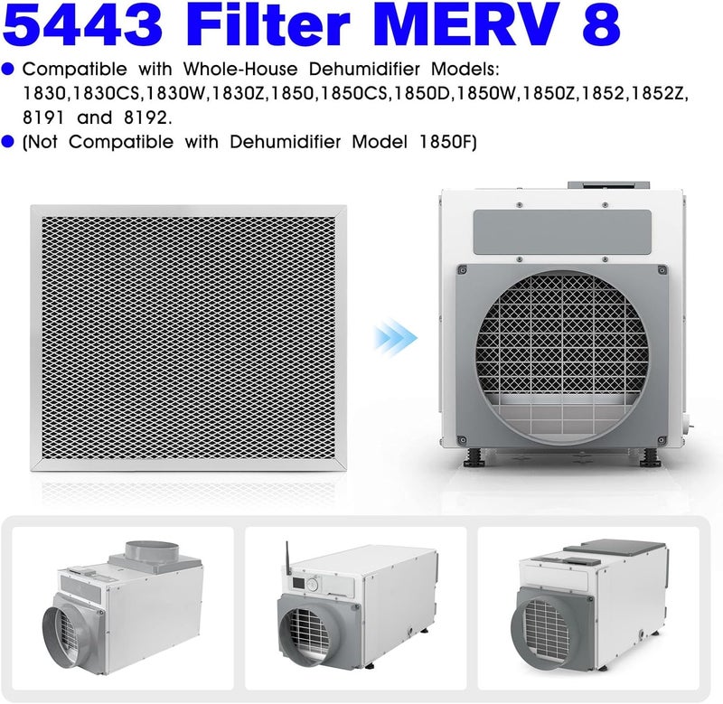 Vilapow 5443 Dehumidifier Filter Replacement MERV 8 Washable Whole House Filter 10" x12" x1" Fit for Aprilaire 1830 1850 1852 Ventilation 8191 8192 - (1 Pcs) - Image 2